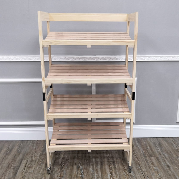 FixtureDisplays 4 Layer Bakery Bread Rack with Tilting Wooden Display